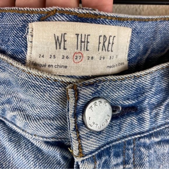 Free People We the Free Distressed High Rise Button Fly Denim Jean Shorts - Picture 5 of 5